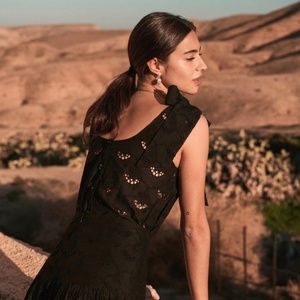 Sezane Black Lace Blouse